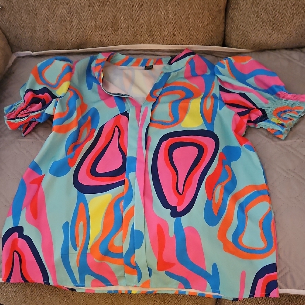 SHEIN Multicolor Abstract Blouse